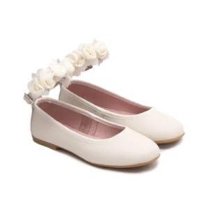 Bailarina comunion beige con flores.