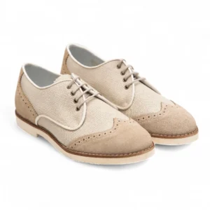 Blucher comunion lino y ante beige tostado.