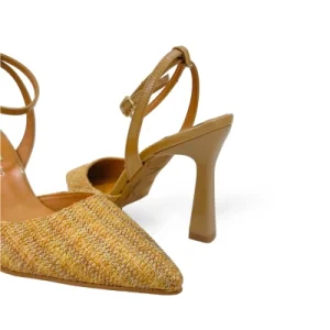 Zapato fiesta gilda tejido color camel.