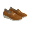 Zapato mocasin mujer con cuña relax4you color cuero modelo 9003.