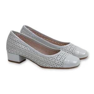 Zapato salon mujer marca D'Chicas piel blanco nacarado modelo 1005.
