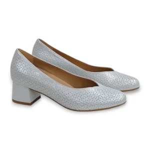 Zapato salon D'Chicas con tacon blanco nacarado modelo 3691.