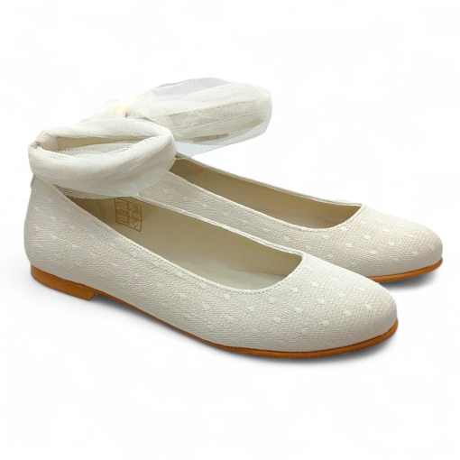 Bailarina comunion niña plumeti beige.