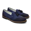 Zapato mocasin de comunion niño combinado en lino y ante marino.