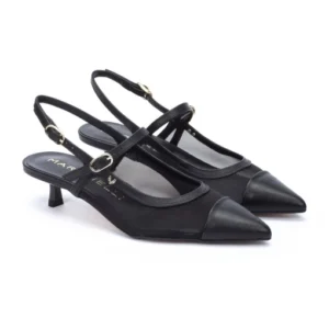 Zapato Salon destalonado mujer Marca Martinelli modelo Gaeta rejilla plumeti color negro.