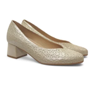 Zapato salon mujer D'chicas comodo piel color beige modelo 3688.