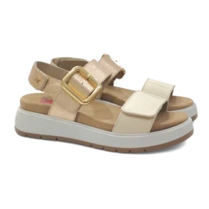 Sandalia mujer marca Fluchos piel beige y platino modelo F2166.