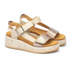 Sandalia mujer marca Pikolinos modelo Alzira color marfil W9D 1527C1.