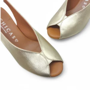 Zapato destalona mujer dchicas piel dorado modelo 5415.