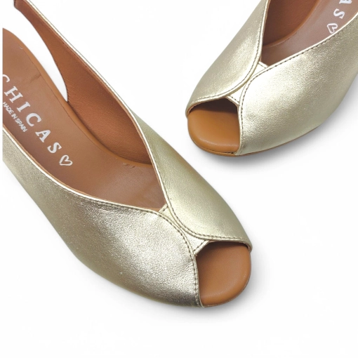 Zapato destalona mujer dchicas piel dorado modelo 5415.