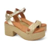 Sandalia mujer con tacon esparto marca popa modelo 3704 color dorado.