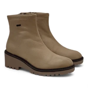 Par de botines Viguera de mujer 8284 color beige. Calzado cómodo con tejido elástico tipo y cuña.