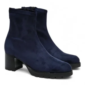 Par botines Viguera 8323 mujer licra azul marino tacón medio cómodos.