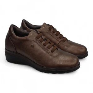 Par de zapatos mujer con cuña Relax4You bronce. Calzado piel cierre elástico sin cordones