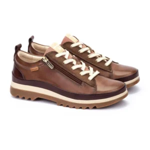 zapato mujer pikolinos vigo cuero topo casual cordones suela dentada