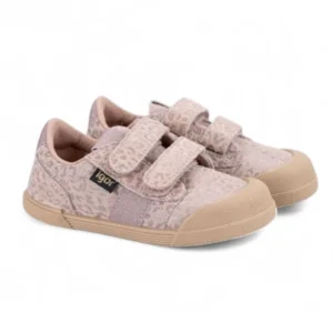 Zapatillas Igor barefoot niña leopardo rosa velcro vista frontal.