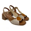 Sandalias de tacón bajo para mujer D'CHICAS con detalles de ante y piel