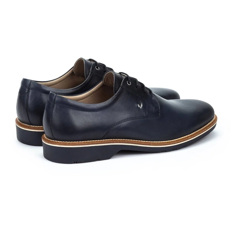 Vista trasera y del talón de los zapatos Martinelli Watford azul para caballero.