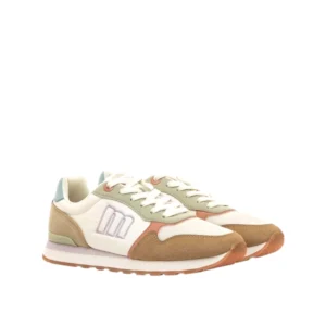Zapatillas Mustang 60909 para mujer en colores beige, verde menta y rosa con suela de goma.