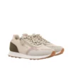 Zapatillas Mustang 60911 para mujer en color rosa y beige con detalles en verde oliva y cierre de cremallera lateral.