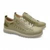 Zapatillas deportivas de piel para mujer Pikolinos Vigo en color verde con cierre de cremallera y cordones.