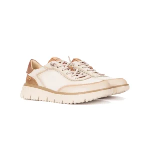 Zapato Pikolinos Segovia de piel beige y detalles marrón para mujer
