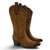 Par de botas cowboy de mujer D'Angela en color camel con bordados de estilo campero