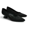 Zapatos de salón para mujer Daniela Vega 2333 en ante negro con tacón bajo geométrico