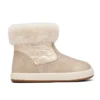 Bota bebe niña respetuosa Tecnobaby barefoot 520003 beige con borreguito y grabado de estrellas