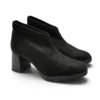 Botines de mujer en licra negra Daniela Vega con tacón ancho y suela dentada track