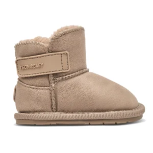 Bota australiana bebe barefoot Conguitos Tecnobaby color taupe con cierre adherente